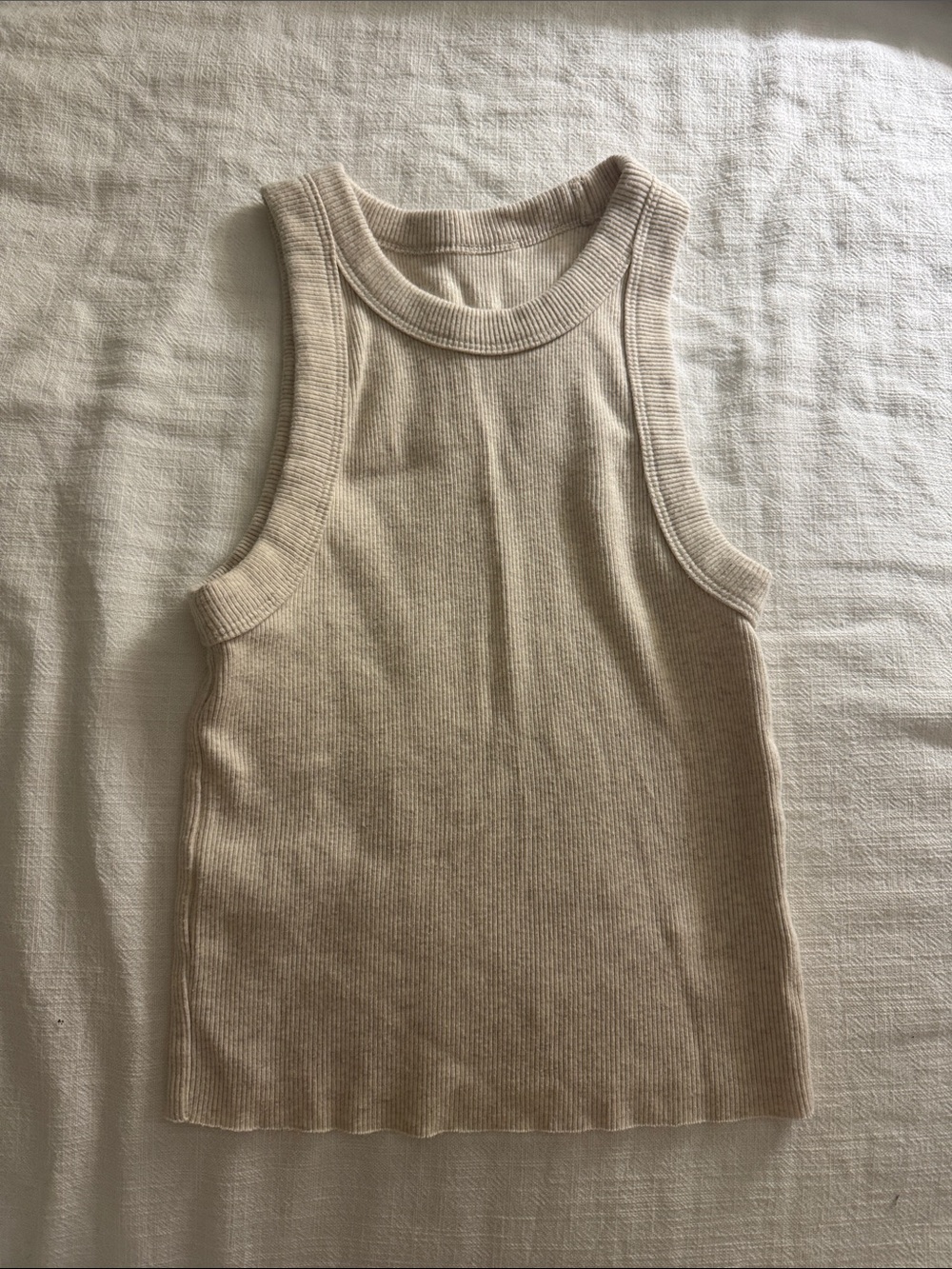aerie Cream Ribbed Tank — Stretch Knit Tank Top